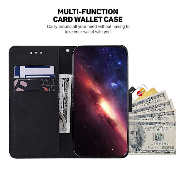Til iPhone 15 Pro Max Geometri Præget PU Læder Telefon Cover Foldbart Stativ Wallet Cover Multicolor Style A
