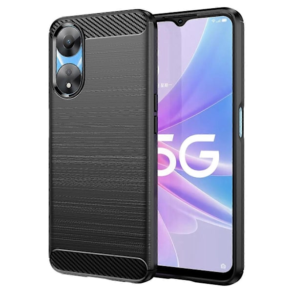 TPU Cover til Oppo A78 5G/A58 5G/A58x 5G, Børstet Kulfibertekstur Mobiltelefon Cover Multicolor Style A