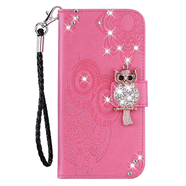 Til Samsung Galaxy A26 5G Wallet Case Ugle Blomst Præget Rhinestone Læder Cover Multicolor Style A