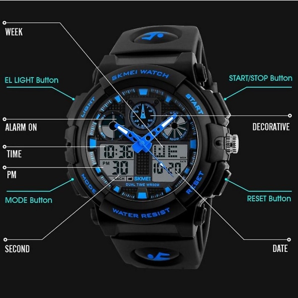 Skmei 1270 Men Vattentät Dual Display Digital Watch Green