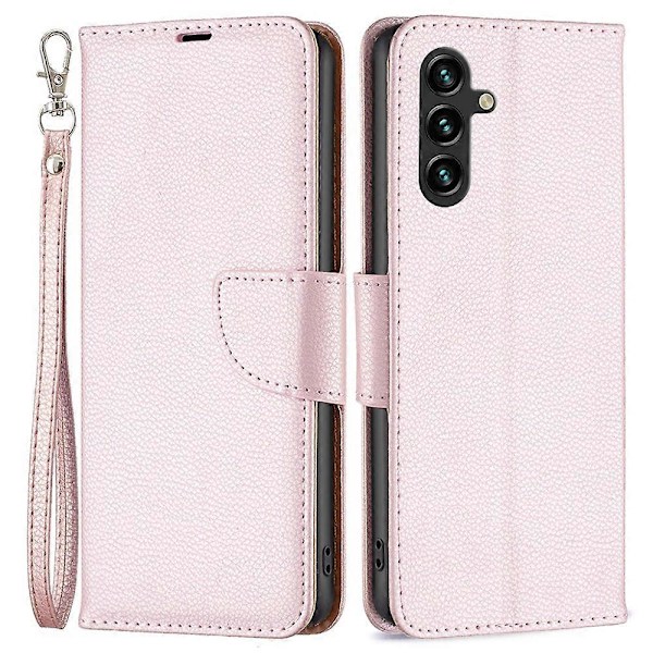 För Samsung Galaxy A15 4G Fodral Litchi Textur PU Läder Plånbok Mobiltelefon Skydd Multicolor Style B