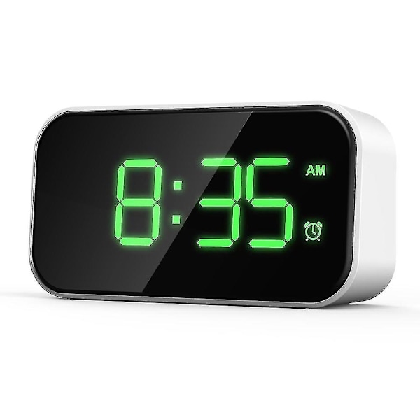 Digitalt Vækkeur Til Soveværelser, Sengelampe Med 6 Lysstyrkeniveauer, Snooze (hvidt Udseende+