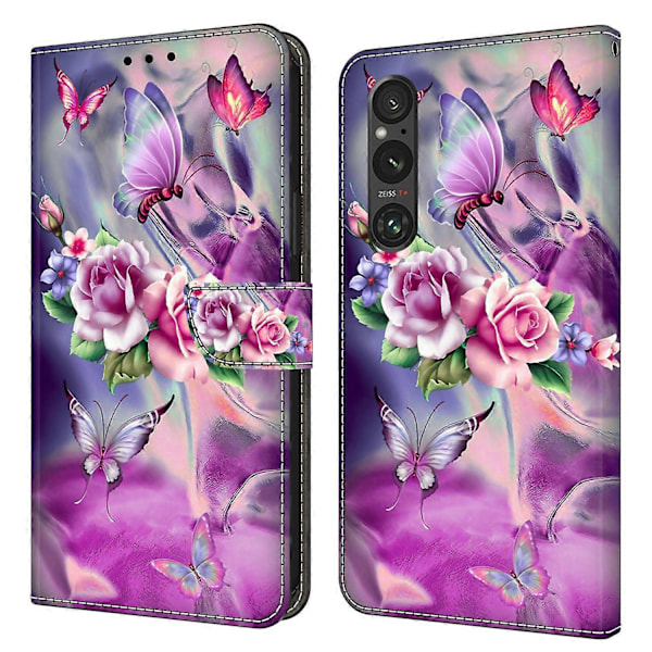 Plånboksfodral i PU-läder med 3D-mönster och ställ för Sony Xperia 1 V Multicolor Style F