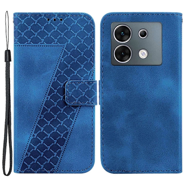 För Infinix Zero 30 5G Fodral PU Läder 7-Form Präglat Mobiltelefon Ställ Skydd Multicolor Dark Blue