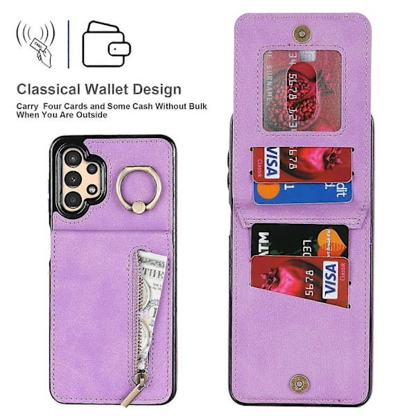 Til Samsung Galaxy A13 5G/A13 4G RFID Blokerende Støtteben Etui Retro PU+TPU Wallet Telefon Cover Multicolor Style F