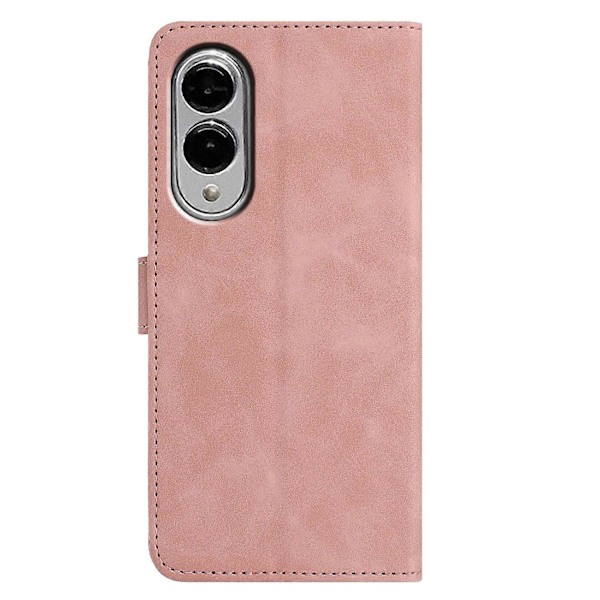 Fodral för Samsung Galaxy S25 Edge med fjärils- och blomstermönster, PU-läder, plånboksställ Multicolor Rose Gold