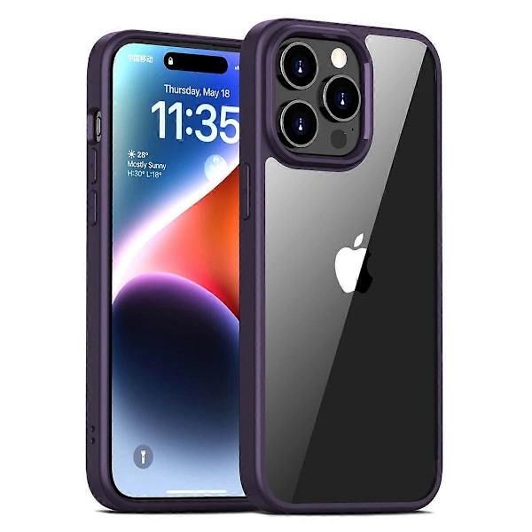 Mobilskal för iPhone 15 Pro, Transparent PC-baksida + TPU-ram Anti-repskydd Multicolor Style C