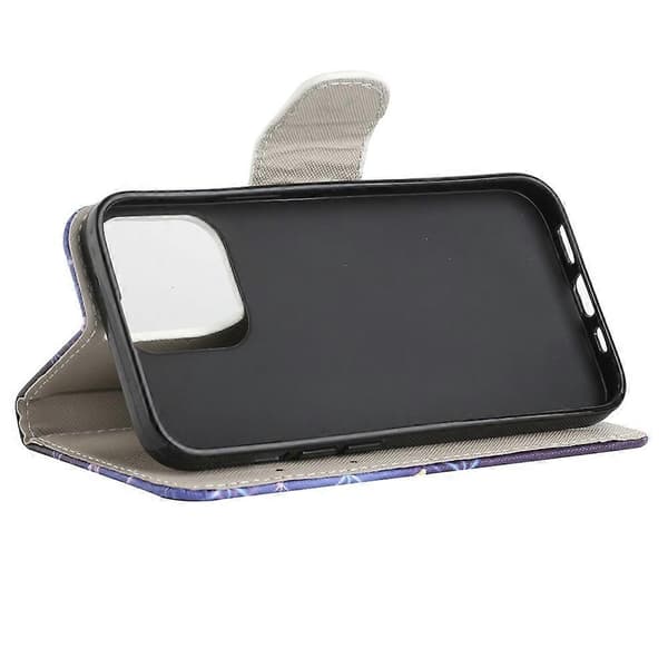 Mønsterprint Kryds Tekstur Læder Wallet Stand Case til iPhone 13 Pro Max