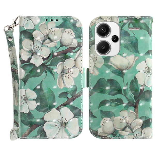 Til Xiaomi Redmi Note 13 Pro+ 5G Etui 3D Mønster Læder Wallet Telefon Cover Håndtaske Multicolor Watercolor Flowers