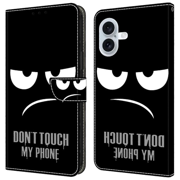 Pung-etui til iPhone 16 Plus med magnetisk lukning og 3D-mønster i læder Multicolor Style E