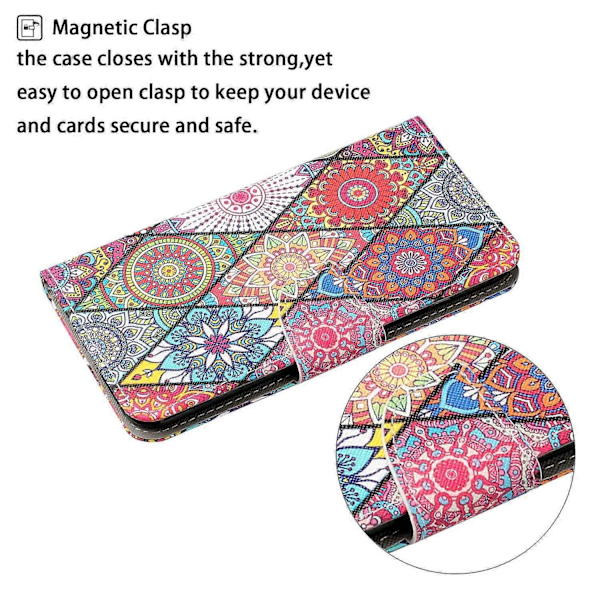 Skal för Samsung Galaxy A06 Mönstertryck Skyddande Läderfodral - Maskros Multicolor Rhombus Totem