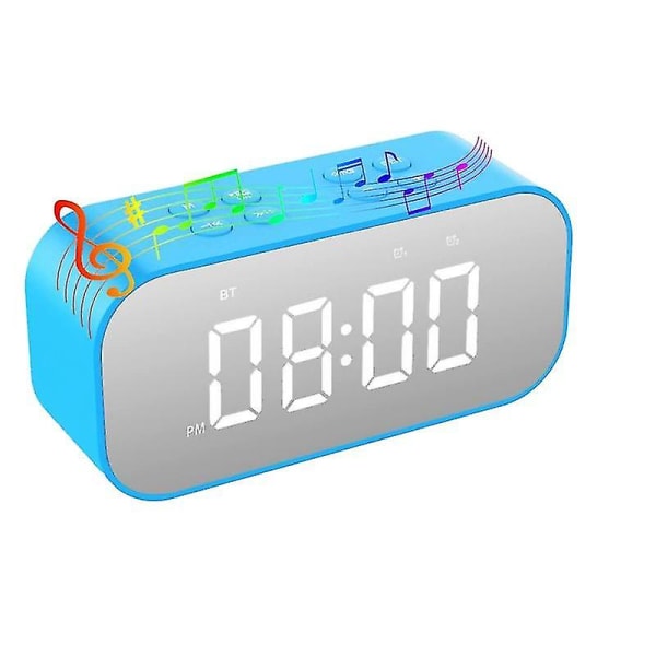Väckarklocka för sovrum/kontor,digital klocka med Bluetooth högtalare,väckarklocka för tunga sovande Vuxna/tonåringar Blå Blue