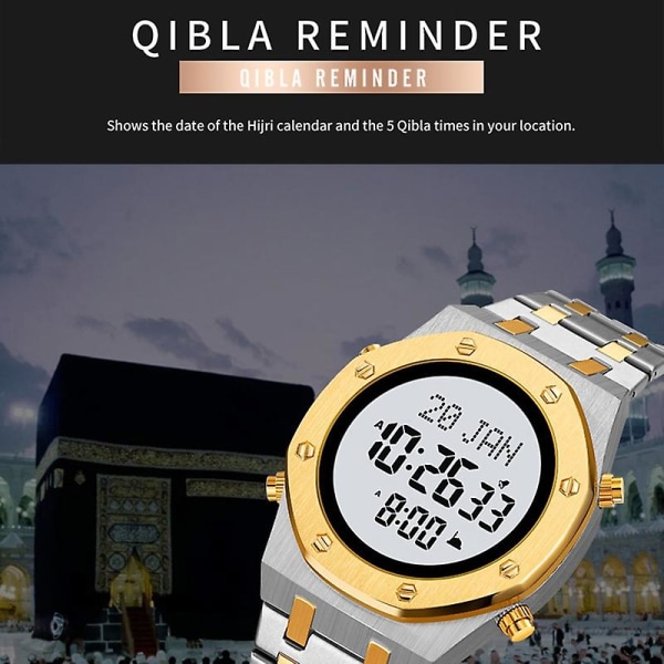 Skmei 2043 Muslimien palvonta digitaalinen rannekello Silver White