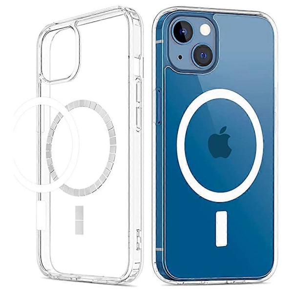 Transparent Mobilskal för iPhone 15, Magnetisk Ring Akryl+TPU Telefonskal Kompatibelt med MagSafe