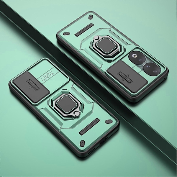 Honor 90 -kotelo PC+TPU-sormustelineellä ja liukuvalla linssinsuojalla Multicolor Style C