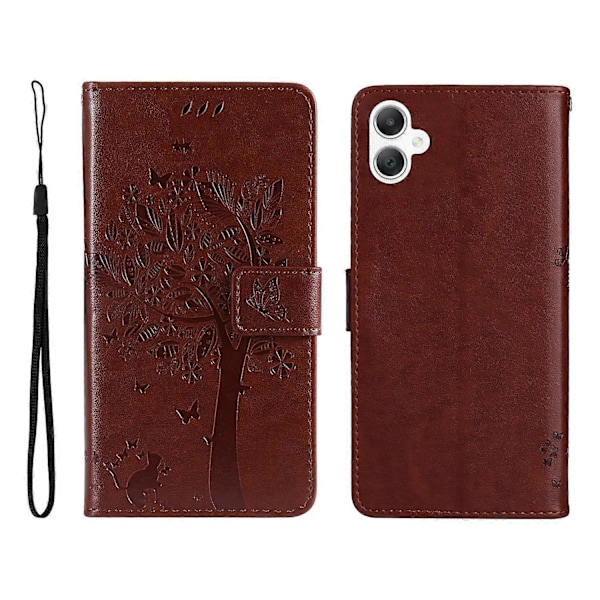 KT Imprinting Flower Series-3 Fodral för Samsung Galaxy A06 Katt Träd Mönster Flip Läder Telefonskydd Multicolor Style H