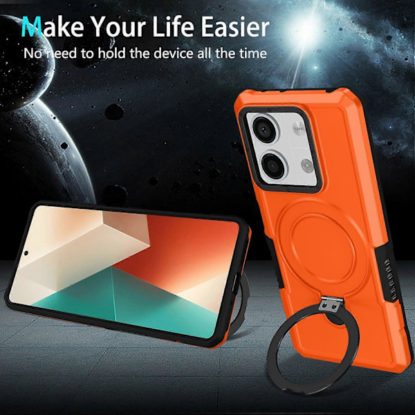 Skal med ringhållare och stativ i TPU+PC för Xiaomi Redmi Note 13 5G Multicolor Style C