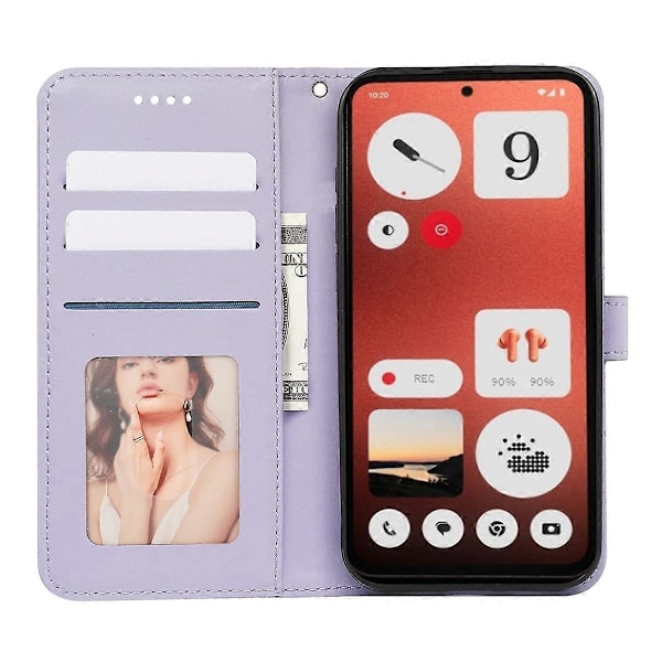 För Nothing CMF Phone 1 Plånboksfodral Mönsterpräglat Läder Flipfodral - Grön Multicolor Purple