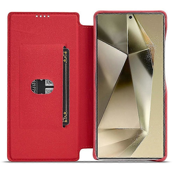 LC.IMEEKE Samsung Galaxy S25+ -kotelo korttipidikkeellä, jalustalla ja nahkakannella Multicolor Red
