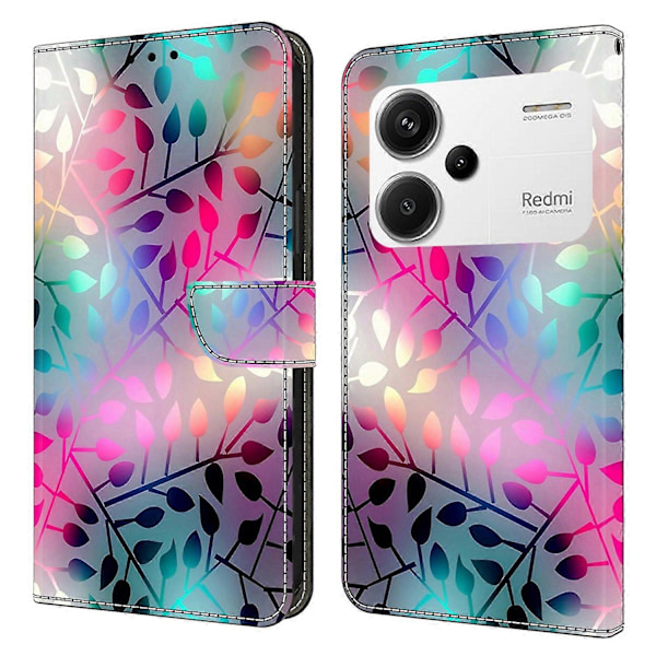 Xiaomi Redmi Note 13 Pro+ 5G Nahkakotelo 3D Luova Kuvio Design Käännettävä Jalusta Puhelinkotelo Multicolor Style O