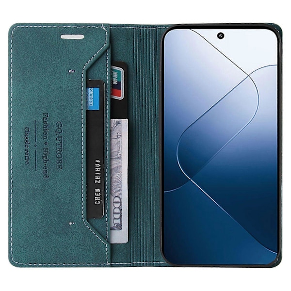 GQ.UTROBE 008 Serie Til Xiaomi 14 Etui RFID Blokerende PU Læder+TPU Flip Cover Multicolor Style C
