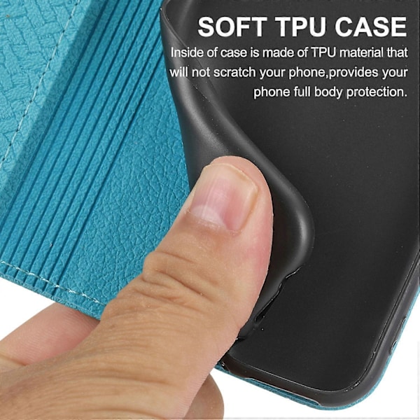 För iPhone 15 Plus Fodral Splitsad PU Läder Ställ Plånboksfodral med Rem Multicolor Style D