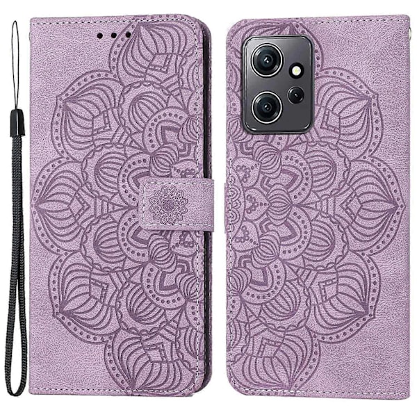 För Xiaomi Redmi Note 12 4G PU Läder Mandala Blomma Präglat Telefonfodral Plånboksställ Flipskydd Multicolor Style C