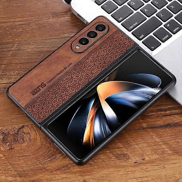 AZNS Telefonfodral för Samsung Galaxy Z Fold4 5G Präglat Mönster PU Läderbelagd TPU Baksida Multicolor Style A