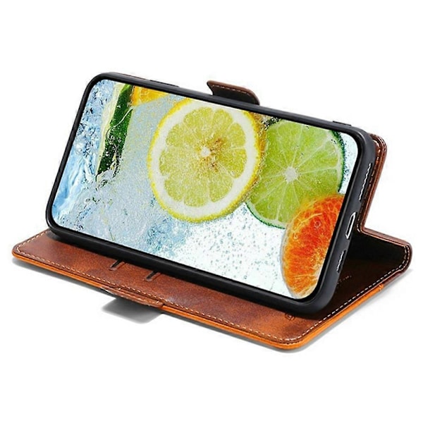 Til Xiaomi 15 Ultra Etui Kontrastfarve Tegnebog Læder Telefoncover Multicolor Dark Brown + Gold