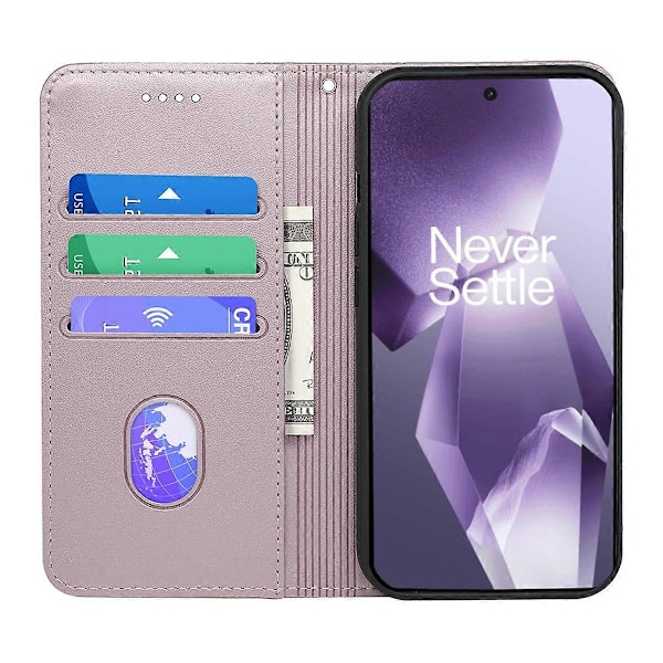 HX01 OnePlus 13R 5G -lompakkokotelo magneettisella sulkimella, PU-nahkainen puhelinkotelo Multicolor Rose Gold