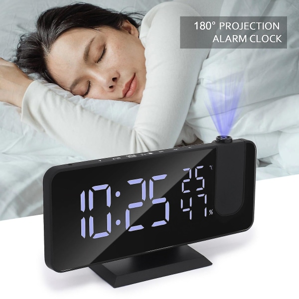 Projekt Alarm C Til Seng, Projektor Loft C Med Digitalt LED Temperatur Fugtighed Dis