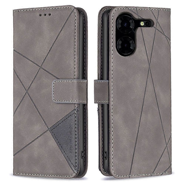 BINFEN COLOR BF05 Til TECNO Pova 5 Pro 5G Etui PU Læder Flip Stand Telefon Shell - Multicolor Grey