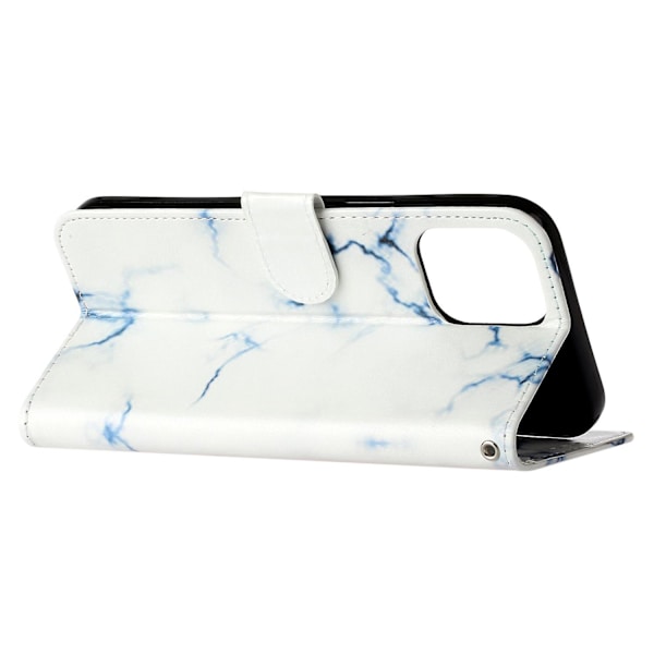 För Iphone 15 Pro Plånboksställ Pu Läder Phone case Mönster Utskrift Anti-dropp cover White Marble