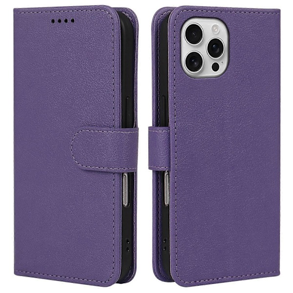 Læderetui med pung, stativ og magnetlukning til iPhone 16 Pro Max - Grøn Multicolor Purple