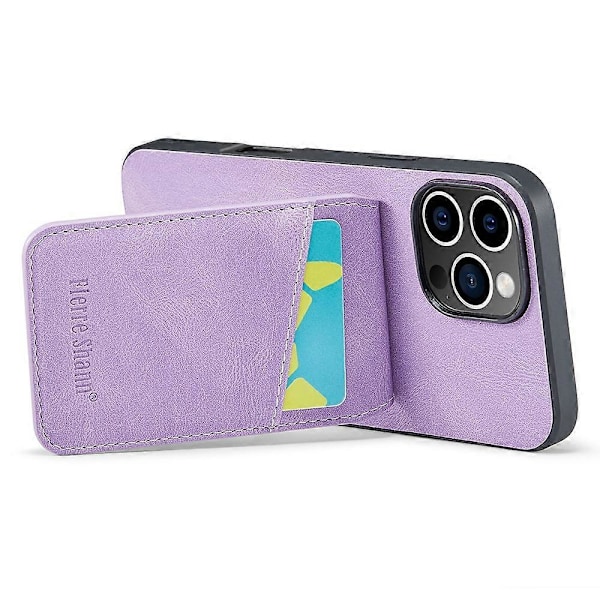 FIERRE SHANN Fodral till iPhone 16 Pro med Korthållare Ställ Läder RFID-blockerande Baksida Multicolor Style B