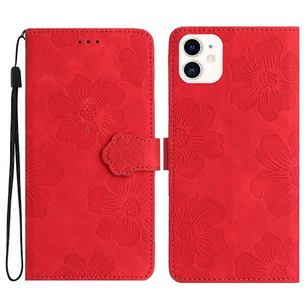 Blomsterpræget PU læder standpung cover til iPhone 11 mobiltelefon etui Multicolor Style D