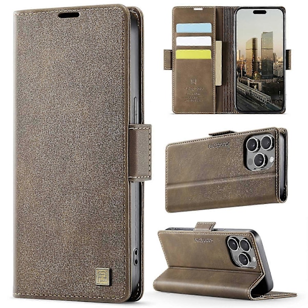 iPhone 14 Pro Max -kotelo AUTSPACE A11 RFID-suojattu retro nahkainen puhelinlompakkokotelo - Musta Multicolor Brown