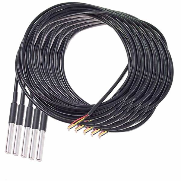 Nya 5 x 3 meter kabel DS18B20 vattentät digital temperatursond i