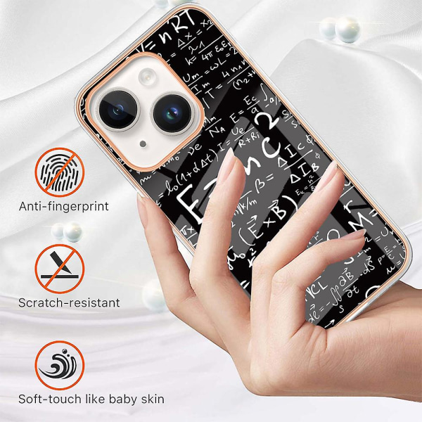 För Iphone 15 Plus Elektropläterat Stötsäkert phone case 2,0 mm Tpu Imd Mönster Print Cover Equation
