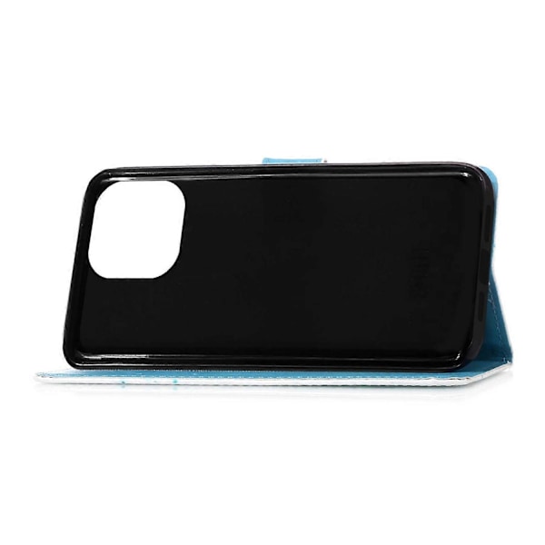 Læderetui med mønstertryk og pungstander til iPhone 13 6.1 tommer Multicolor Style D