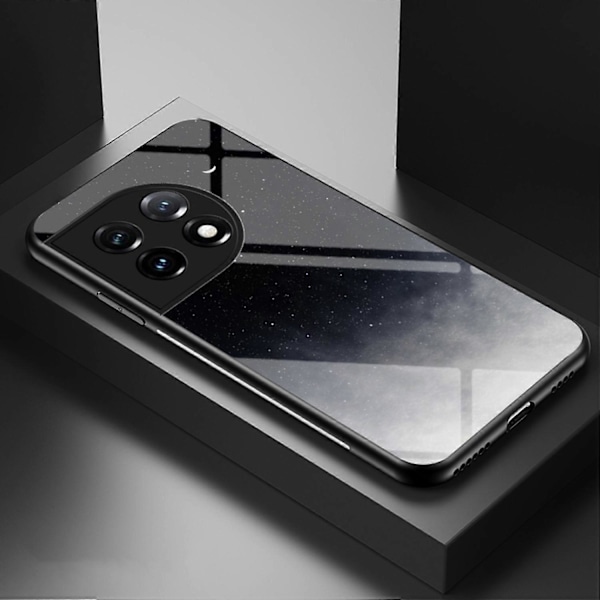 Mobilskal för OnePlus 11 5G, Härdat Glas+PC+TPU Stjärnhimmel Mönster Tryck Skyddande Skal Multicolor Style F