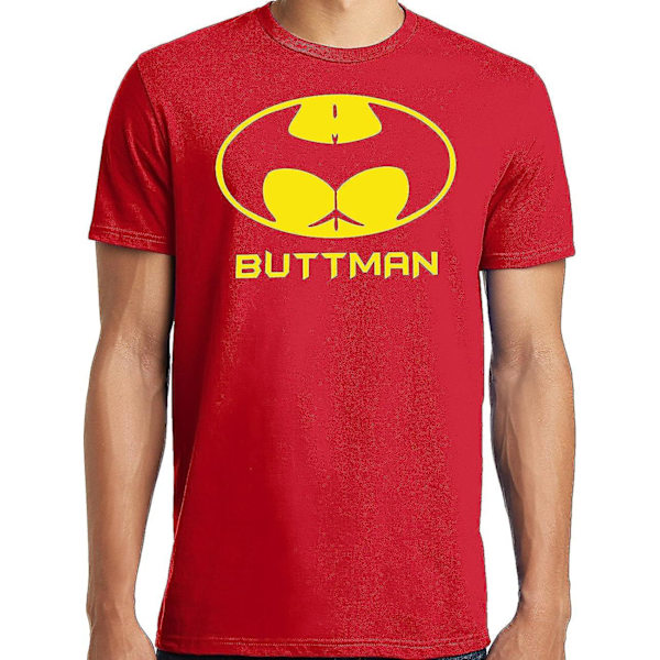 Sjov Big And Tall King Size Buttman Parodi T-shirt Red M