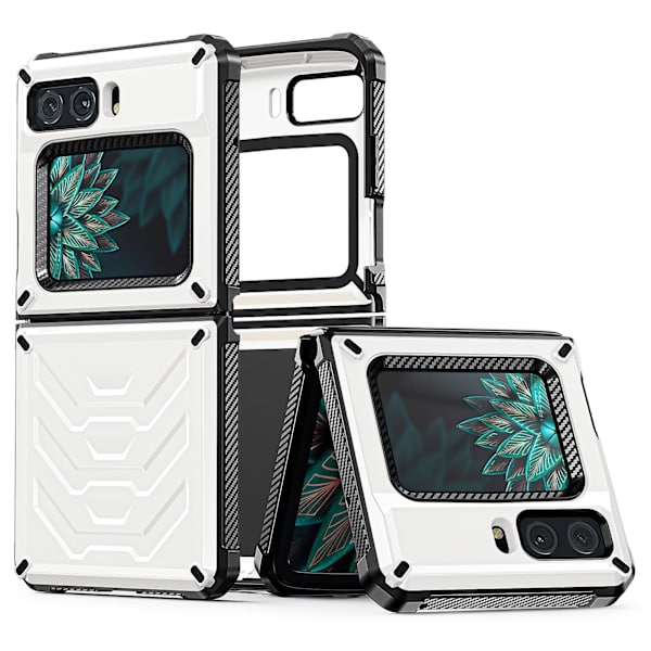 För Motorola Moto Razr 2022 5g Rugged Series Stötsäker TPU-ram + PC-baksida Case Cover White