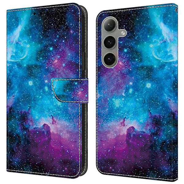 Skal för Samsung Galaxy S24 FE Mönstertryckt Skyddande Läder Flip Fodral - Panda Multicolor Starry Sky