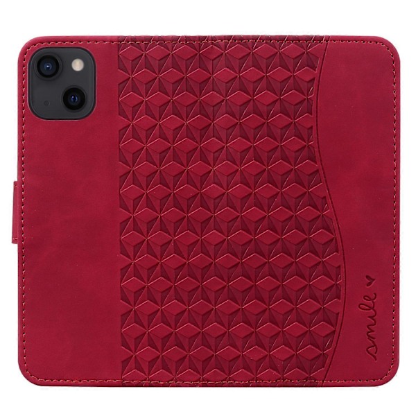 Til iPhone 15 Plus Cover Rhombus Prægning Business Læder Telefon Cover med Wallet Stand Multicolor Style E