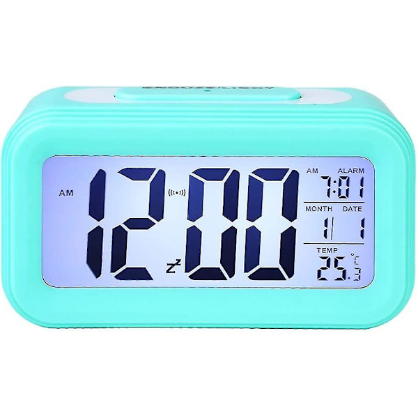 Wake Up Radio Alarm C LED Digital Display Elektronisk temperaturbordslarm C USB Laddning Studentbänk Cs Sun Blue 13.6x4.6x7.5cm