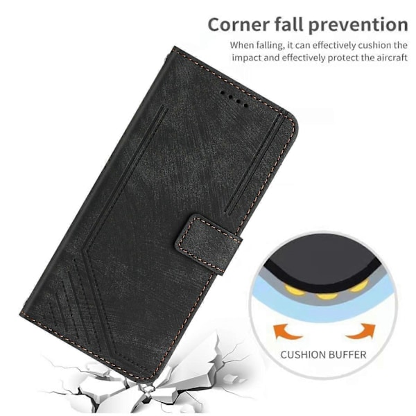 Til Samsung Galaxy A36 5G Etui Prægede Linjer Læder Telefon Cover Foldbart Stativ Multicolor Style E