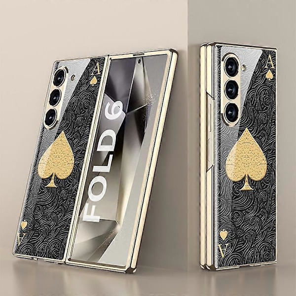 GKK Etui til Samsung Galaxy Z Fold6 5G Elektroplettering Trykt Mønster Hærdet Glas+PC Telefoncover Multicolor Style B