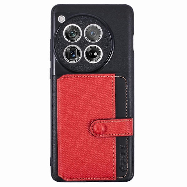 För OnePlus 12 5G Mobilskal Självhäftande Kortficka Färgmatchande med Ställ - Grå Multicolor Red