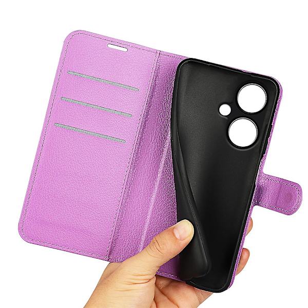 Phone case för Oppo K11 5g plånbok Litchi Texture Shell anti-scratch Stativ Pu Läder Cover Purple